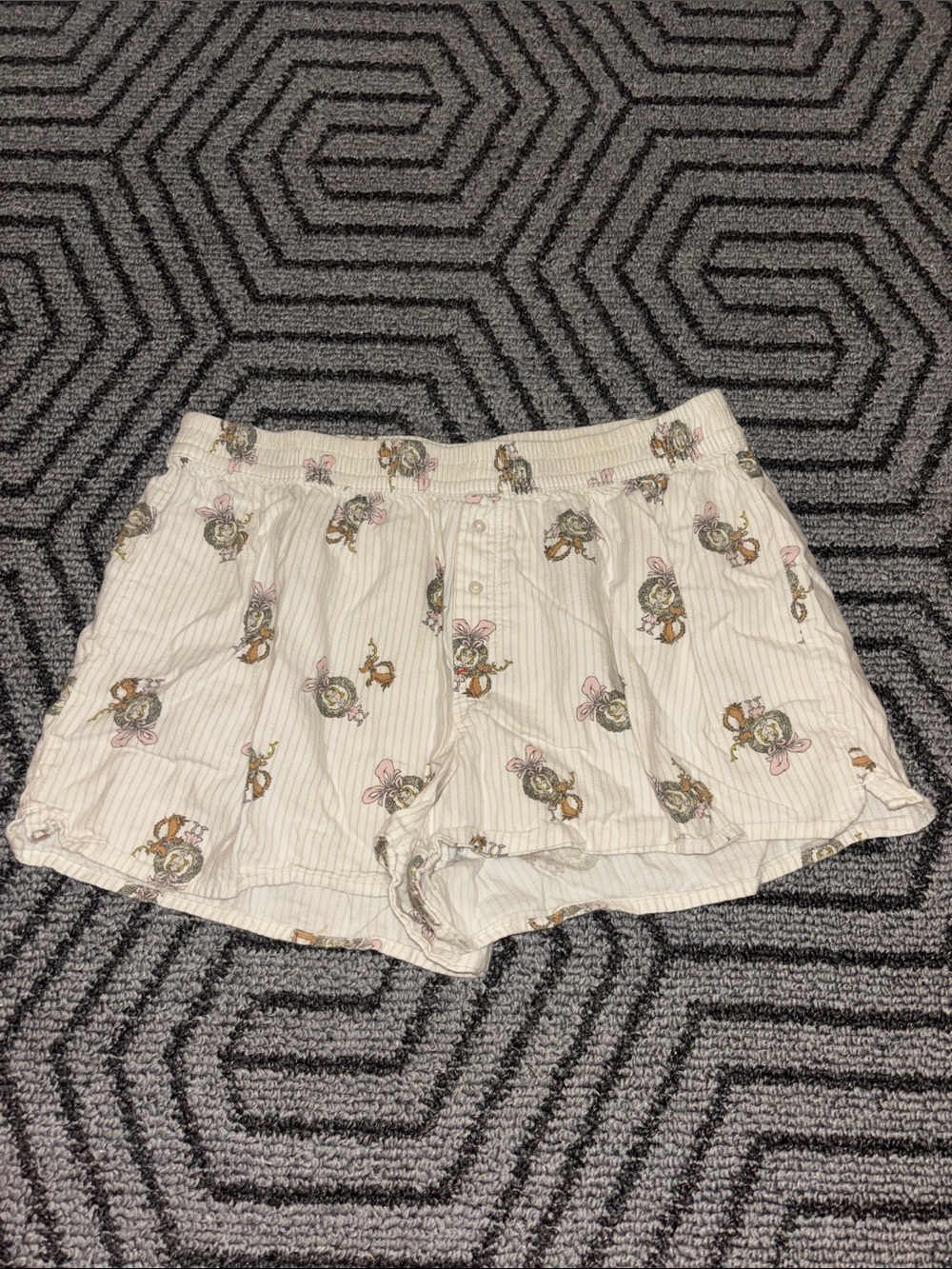 aerie Cream Lounge Shorts with Pink & Green Floral Print